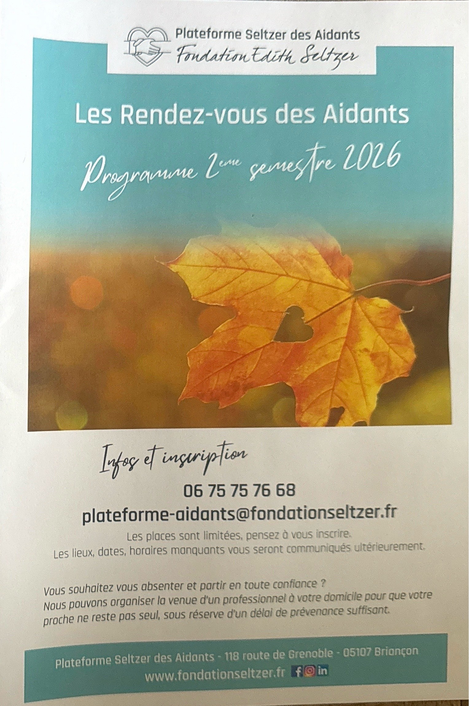 Lire la suite à propos de l’article – Les rendez-vous des aidants, programme 2026 2ème semestre
